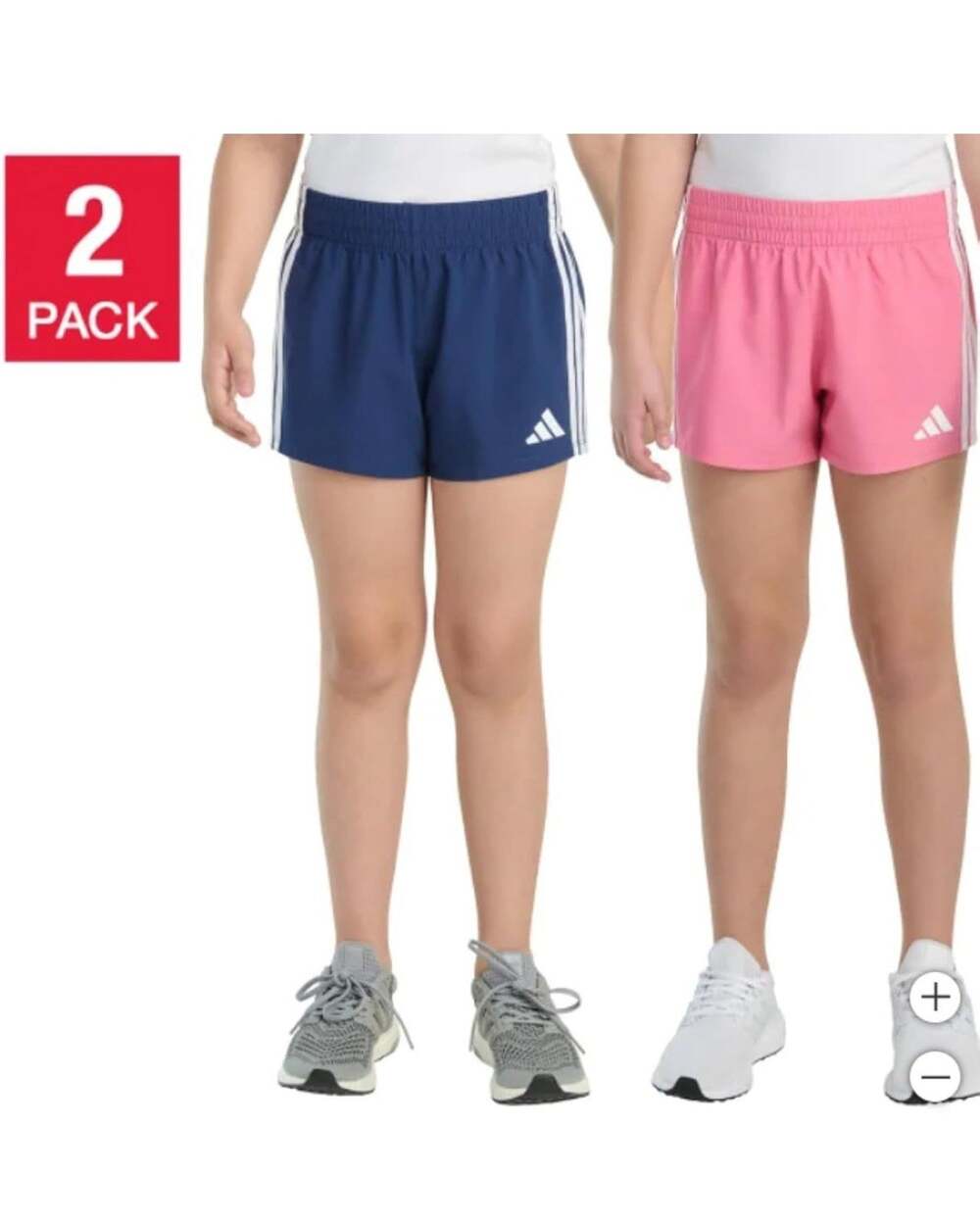 NWT Adidas Youth Girls 2-Pack Short Pink Blue XL (16)